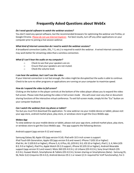 Frequently Asked Questions About Webex
