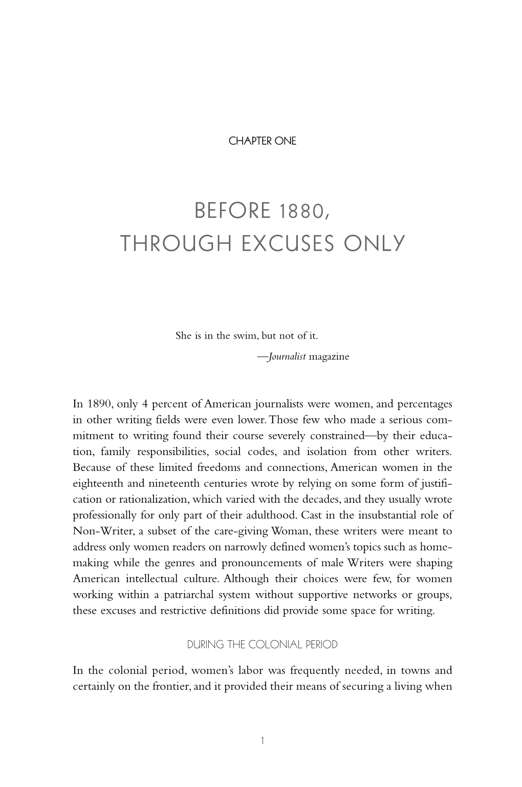Before 1880, Through Excuses Only