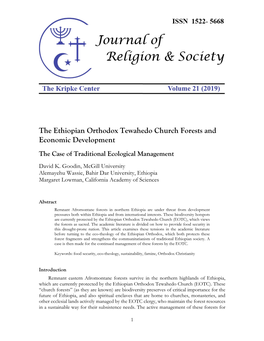 The Ethiopian Orthodox Tewahedo Church Forests and Economic Development the Case of Traditional Ecological Management David K