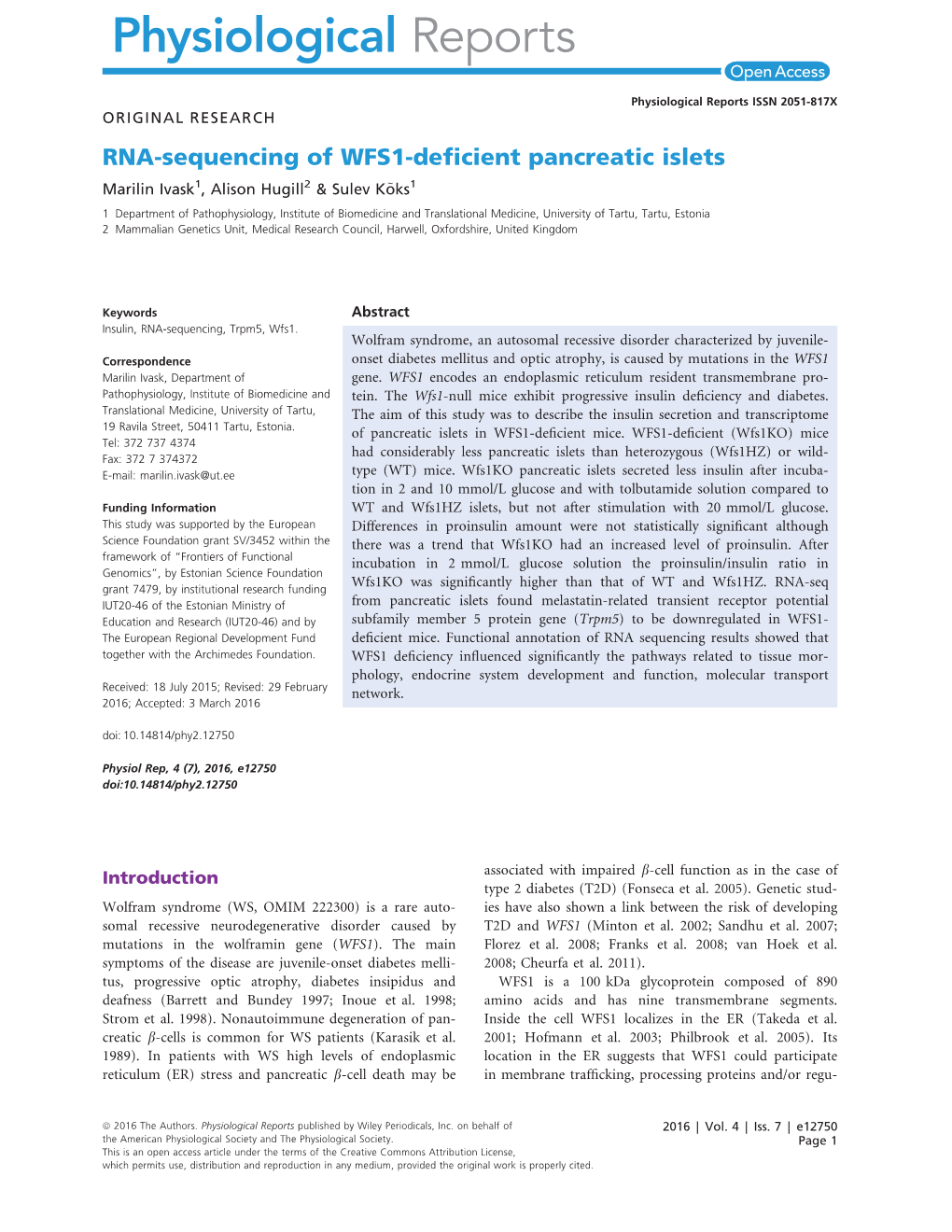 Deficient Pancreatic Islets