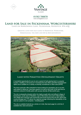 Land for Sale in Feckenham, Worcestershire Land on Berrowhill Lane, Feckenham, Redditch, B96 6QJ