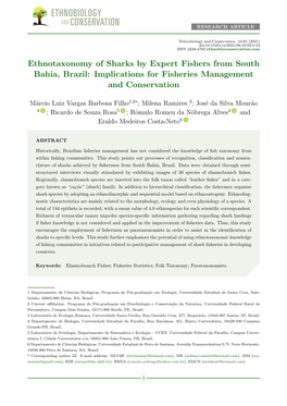 Ethnotaxonomy of Sharks by Expert Fishers from South Bahia, Brazil: Implications for Fisheries Management and Conservation