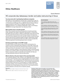 HC Corporate Day Takeaways: Tender and Sales Restructuring in Focus