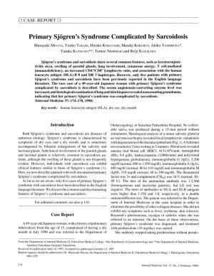 Primary Sjogren's Syndromecomplicated By