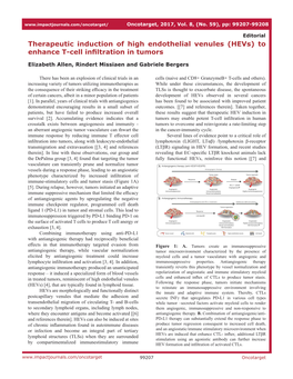 (Hevs) to Enhance T-Cell Infiltration in Tumors