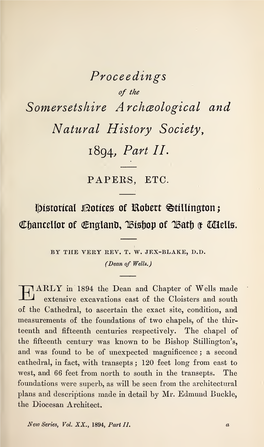 Jex-Blake, T W, Historical Notices of Robert Stillington; Chancellor of England, Bishop of Bath & Wells