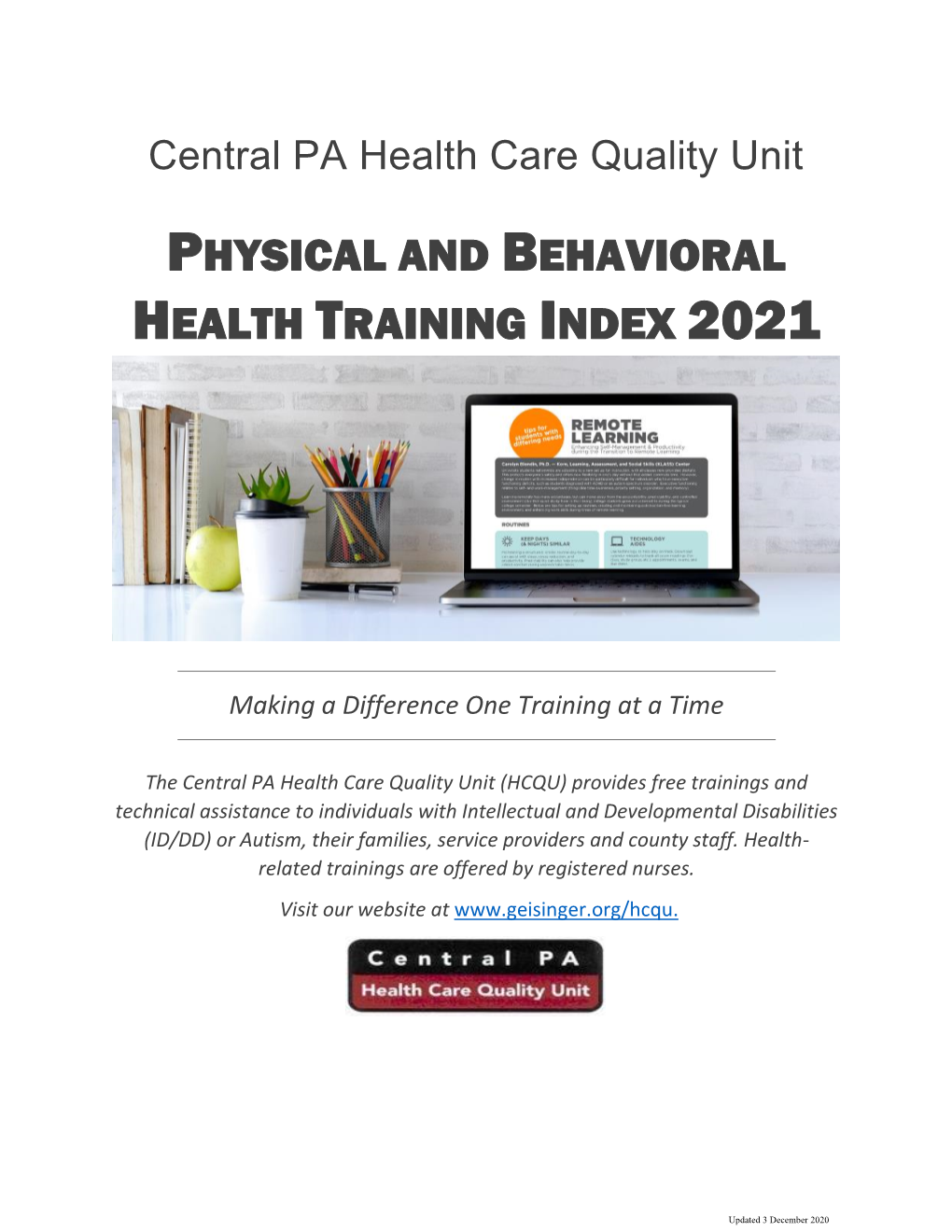 Physical and Behavioral Health Training Index 2021