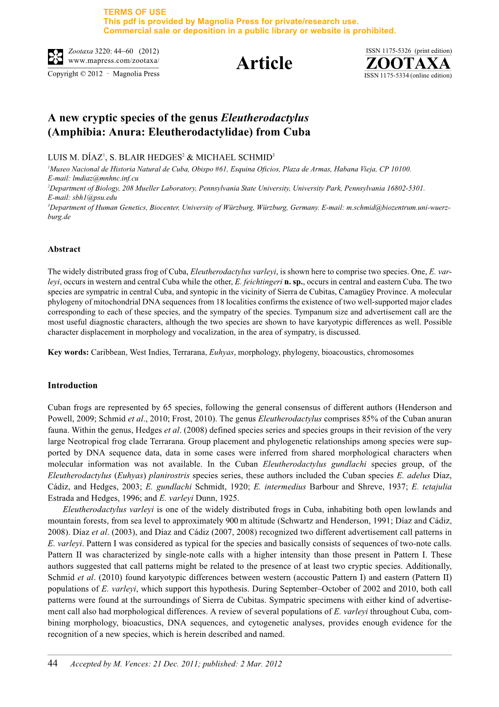 A New Cryptic Species of the Genus Eleutherodactylus (Amphibia: Anura: Eleutherodactylidae) from Cuba