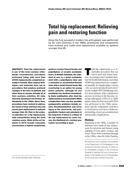 Total Hip Replacement: Relieving Pain and Restoring Function