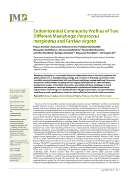 Endomicrobial Community Profiles of Two Different Mealybugs: Paracoccus Marginatus and Ferrisia Virgata