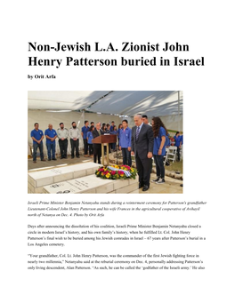Non-Jewish L.A. Zionist John Henry Patterson Buried in Israel by Orit Arfa