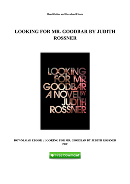 [P750.Ebook] Fee Download Looking for Mr. Goodbar by Judith Rossner