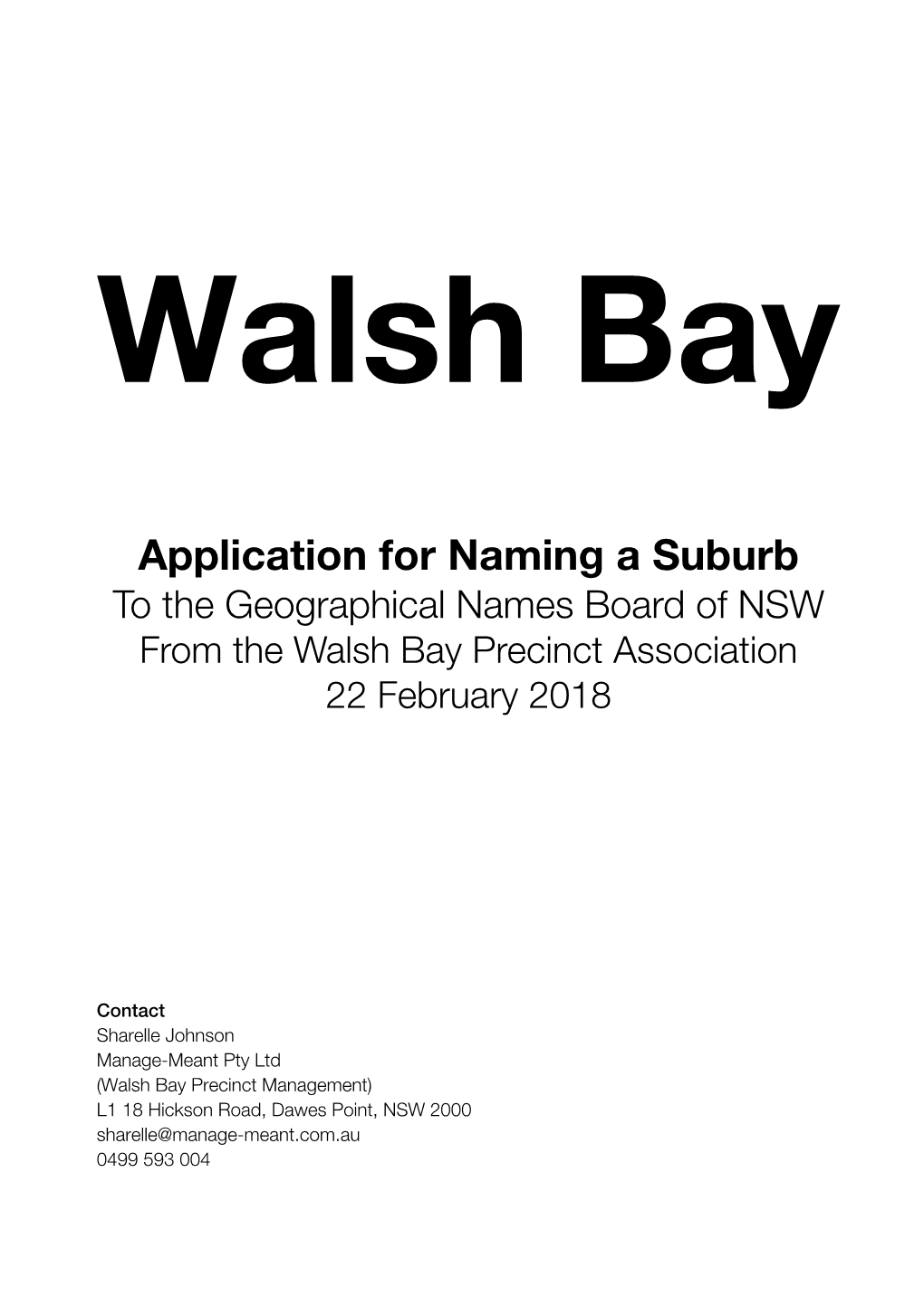 GNB Walsh Bay Name Application 22 Feb 2018