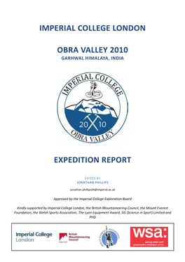 Imperial College London Obra Valley 2010 Expedition
