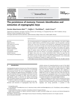 Forensic Identification and Extraction of Cryptographic Keys