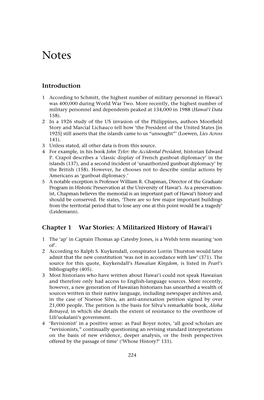 Introduction Chapter 1 War Stories: a Militarized History of Hawai'i