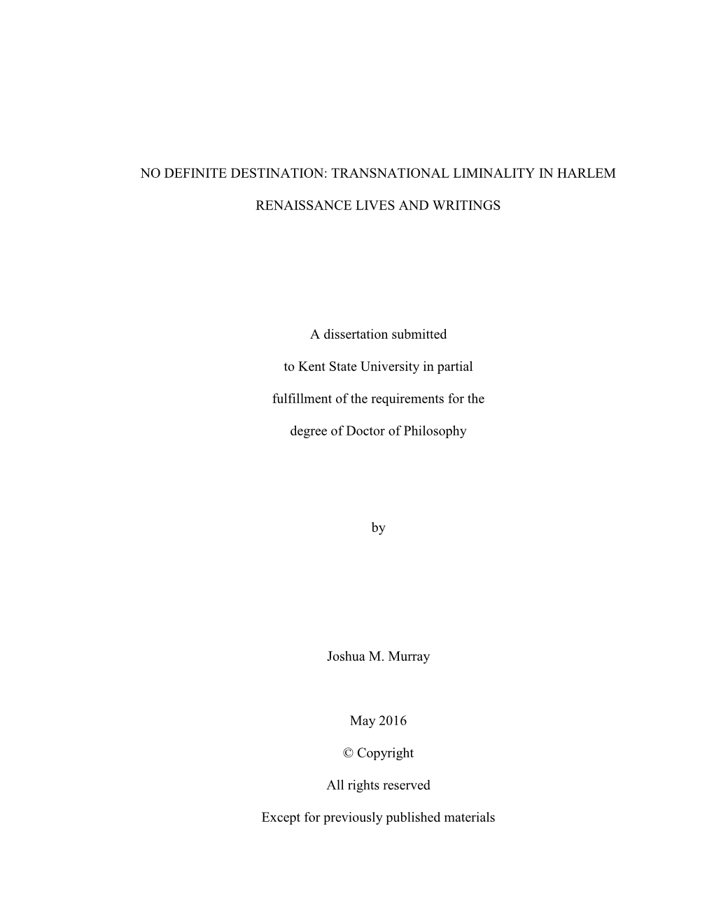 No Definite Destination: Transnational Liminality in Harlem