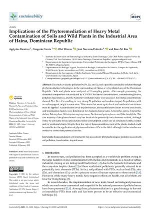 Implications of the Phytoremediation of Heavy Metal Contamination of Soils and Wild Plants in the Industrial Area of Haina, Dominican Republic
