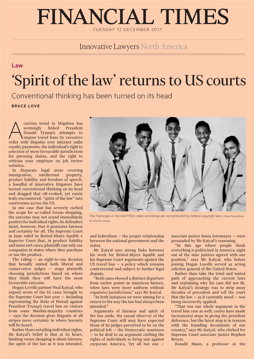 Spirit of the Law’ Returns to US Courts Conventional Thinking Has Been Turned on Its Head BRUCE LOVE