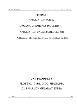 Jnp Products Plot No. : 748/1, Gidc, Jhagadia Di: Bharuch Gujarat, India