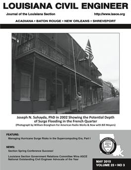 Views the History of Estimating Surge Hazard and and What They Termed Providing Sustainable Surge Protection for New Orleans, Louisiana Tidal Surges