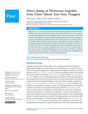 Direct Dating of Pleistocene Stegodon from Timor Island, East Nusa Tenggara