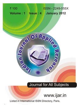 Editor, Indian Journal of Applied Research