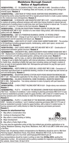 Maidstone Borough Council Notice of Applications