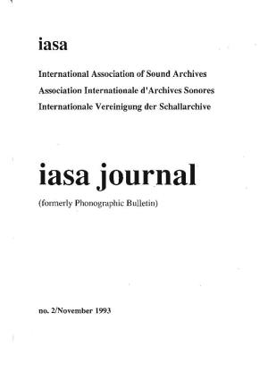 Iasa Jour.Naj (Formerly Phonographic Bulletin)
