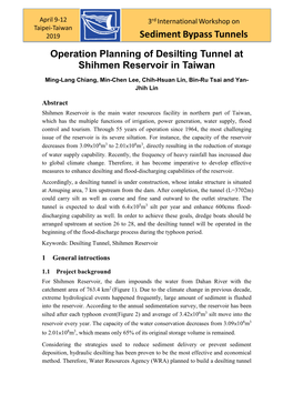 Operation Planning of Desilting Tunnel at Shihmen Reservoir in Taiwan