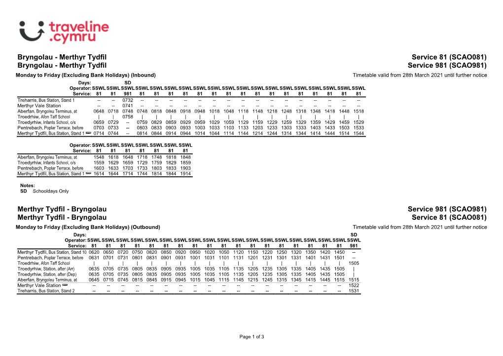 Timetable 081SCA1