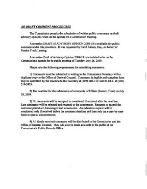 AO DRAFT COMMENT PROCEDURES the Commission