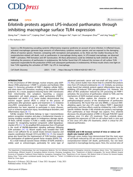 Erlotinib Protests Against LPS-Induced Parthanatos Through