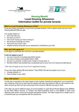 Local Housing Allowance-Summary