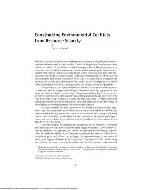 Constructing Environmental Conflicts from Resource Scarcity