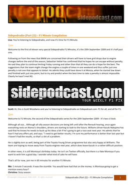 Sidepodradio (Part 22) – F1 Minute Compilation 1Pm