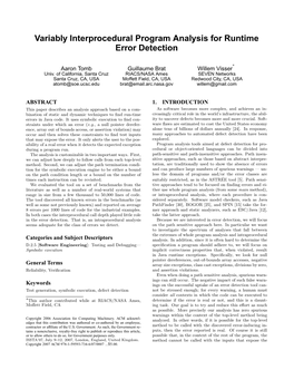 Variably Interprocedural Program Analysis for Runtime Error Detection