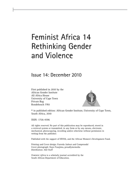 Feminist Africa 14 Rethinking Gender and Violence