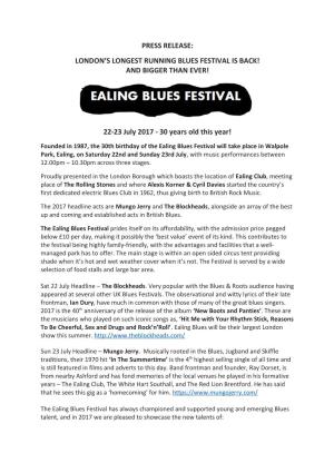 London's Longest Running Blues Festival Is