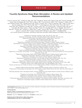 Tourette Syndrome Deep Brain Stimulation: a Review and Updated Recommendations