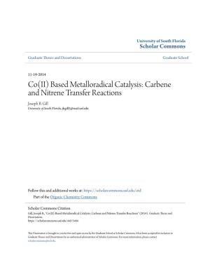 Carbene and Nitrene Transfer Reactions Joseph B