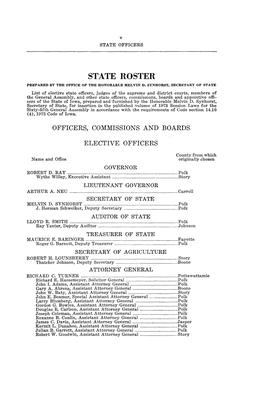 STATE ROSTER PREPARED by Til'e OFFICE of the HONORABLE MELVIN D
