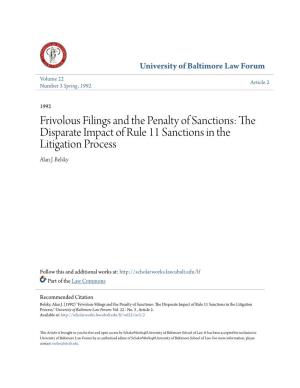 The Disparate Impact of Rule 11 Sanctions in the Litigation Process Alan J