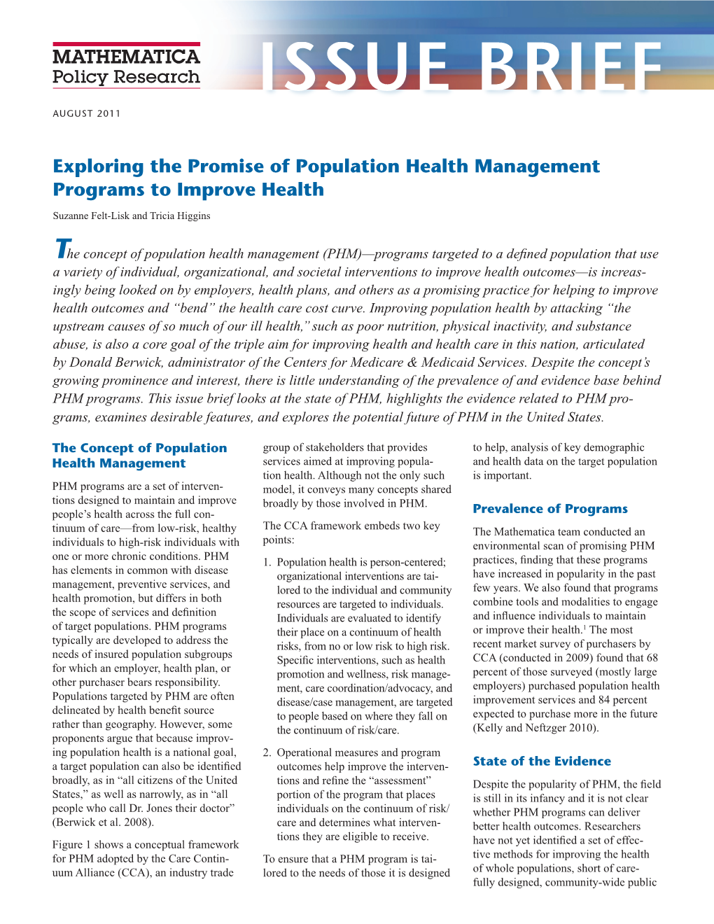 Exploring the Promise of Population Health Management Programs to Improve Health