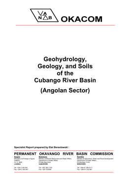 Geohydrology, Geology, and Soils of the Cubango River Basin