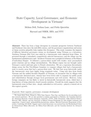 State Capacity, Local Governance, and Economic Development in Vietnam∗