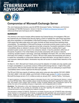 Compromise of Microsoft Exchange Server