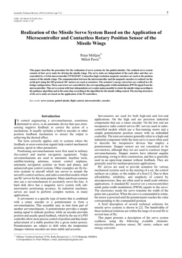 Realization of the Missile Servo System Based on the Application of Microcontroller and Contactless Rotary Position Sensor of the Missile Wings