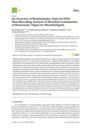 An Overview of Bioinformatics Tools for DNA Meta-Barcoding Analysis of Microbial Communities of Bioaerosols: Digest for Microbiologists