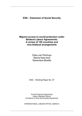 Migrant Access to Social Protection Under Bilateral Labour Agreements: a Review of 120 Countries and Nine Bilateral Arrangements